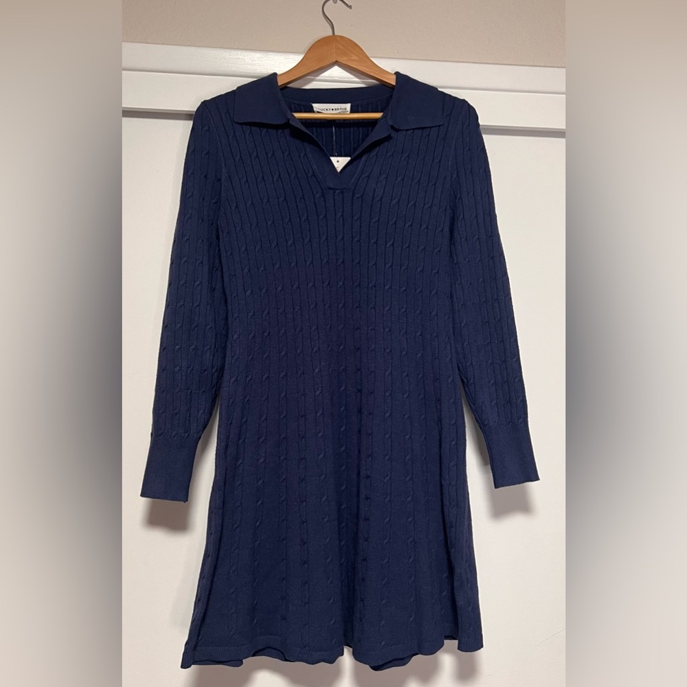NWT Lucky Brand Navy Long Sleeve Dress